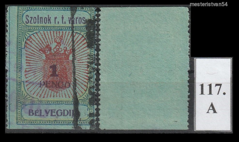 1927. Szolnok.Okirati füzetbélyeg 1Pengő. A-117