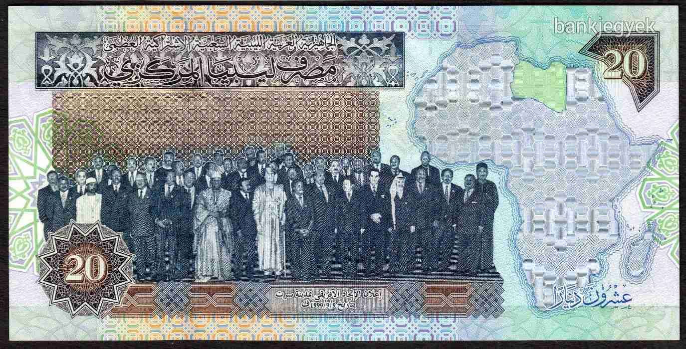 LÍBIA 20 Dinars 2002 P-67b UNC