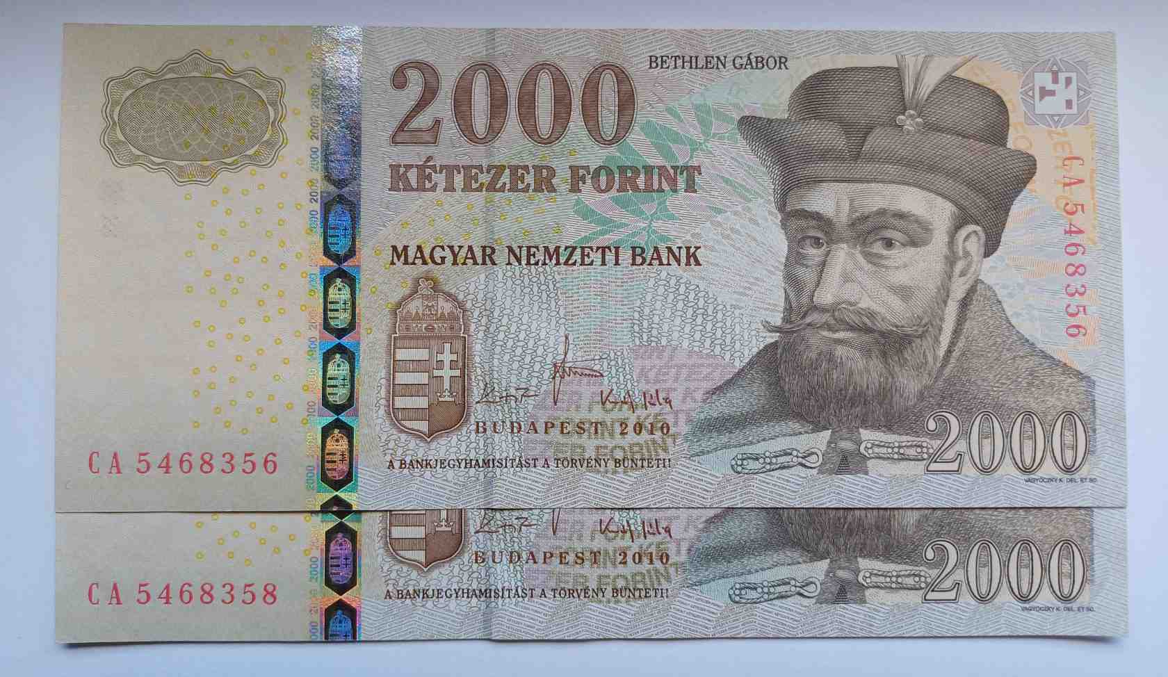 2000 forint 2010 EF - CA 2 db 56-58as