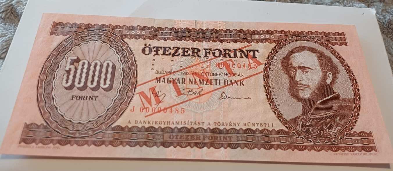 5000 forint 1992 UNC Minta J