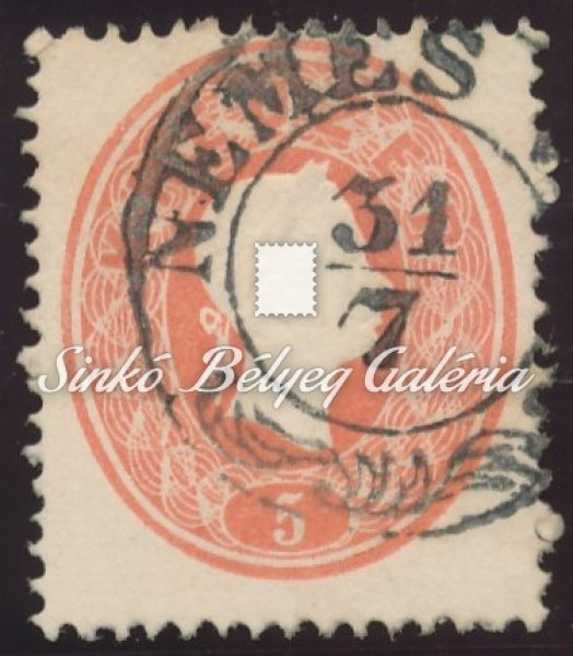 1861. Könyvnyomat dombornyomással 5kr, NEMES VID