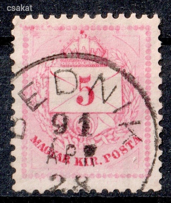 1889 színesszámú krajcáros ritka BEDNIK bélyegzés Horvátország Croatia Gudlin E3.20/ 500p (!) (d14)