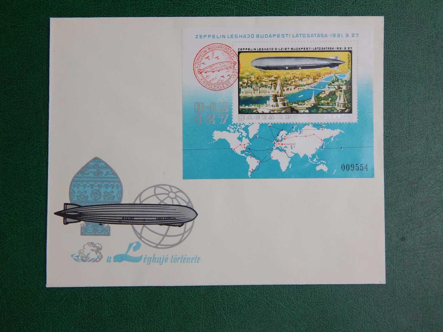 FDC 1977 A léghajó története a Zeppelin budapesti látogatása 1931 blokkal