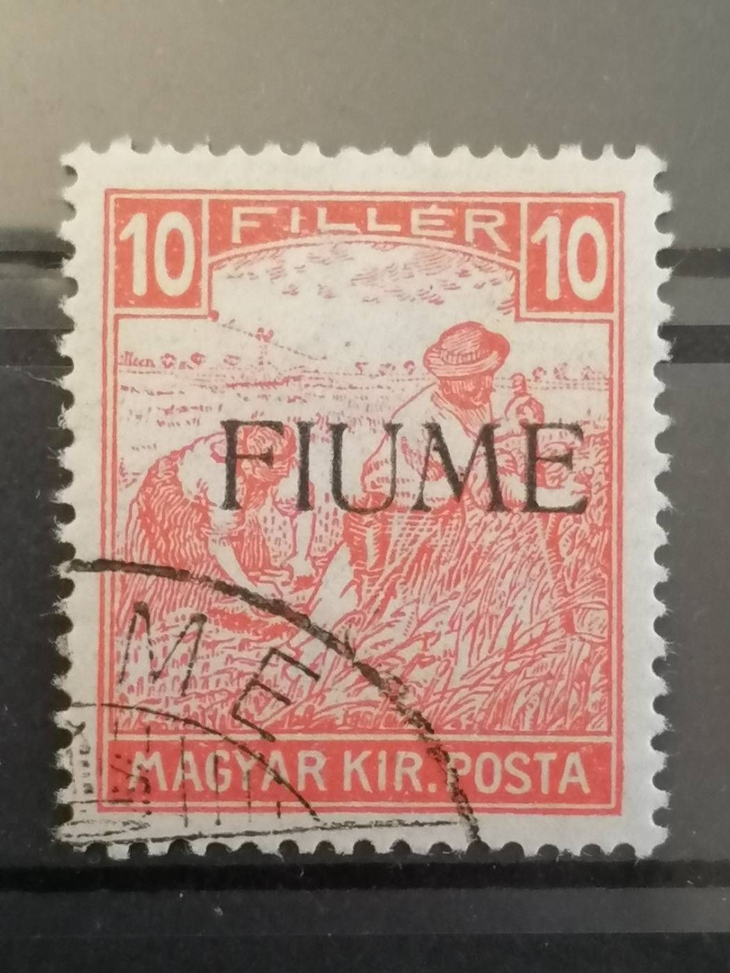 1918-19 FIUME megszállás fehérszámú Arató 10 f Kat. 800 000 Ft