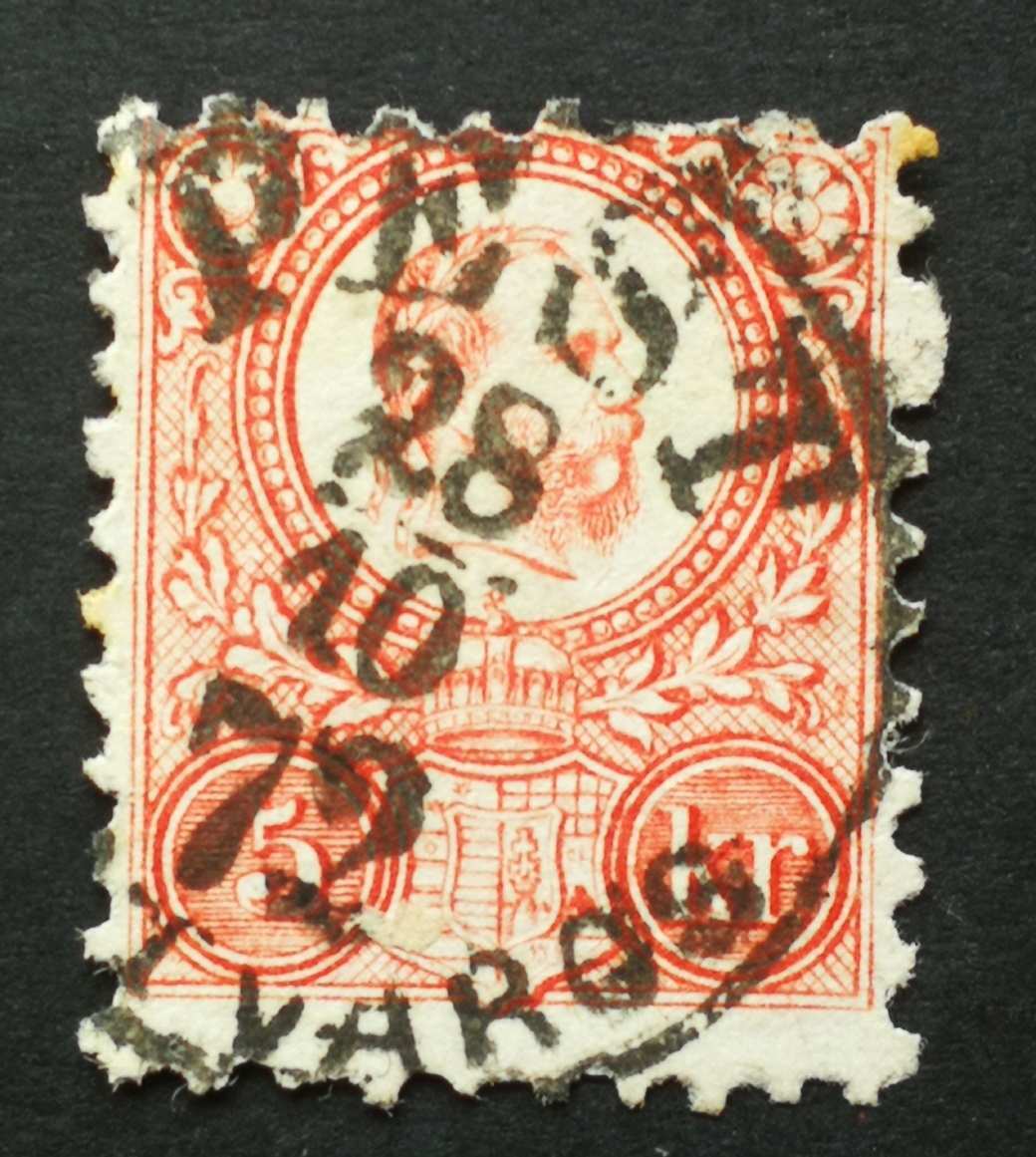 Magyarország 1871 Réznyomat 5 Kr PEST ...VÁROS foghiány H
