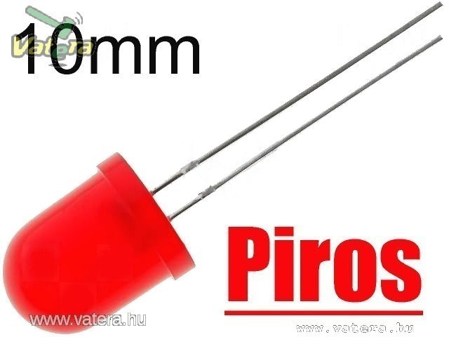 20db LED - Piros, 10mm, Diffúz, 40&deg; - Kingbright