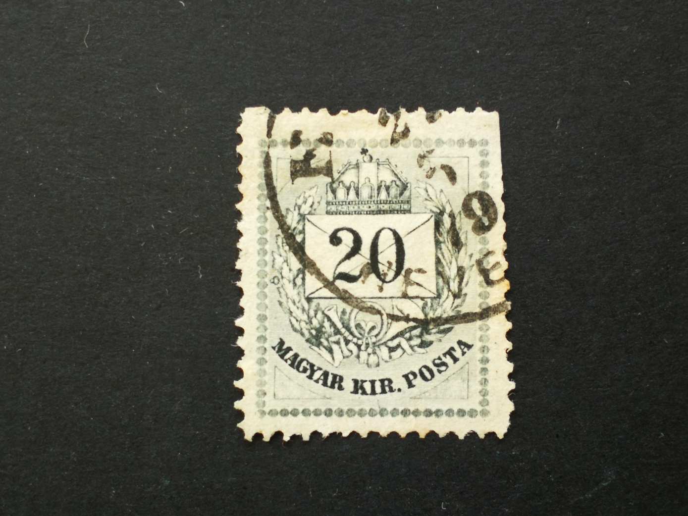Magyarország 1874 színesszámú 20 kr a 13 fogazathiany I