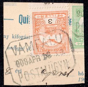 1908 turul VÁMFALU postai ügynökség bélyegzés Partium Romania MPPFB PÜ10 / R (d51)