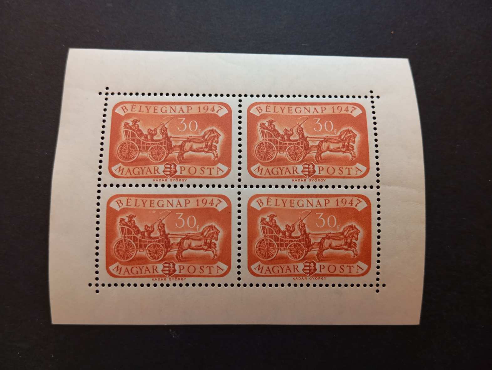 Magyarország 1947 Bélyegnap kisív ** kat. ár 15000 Ft L