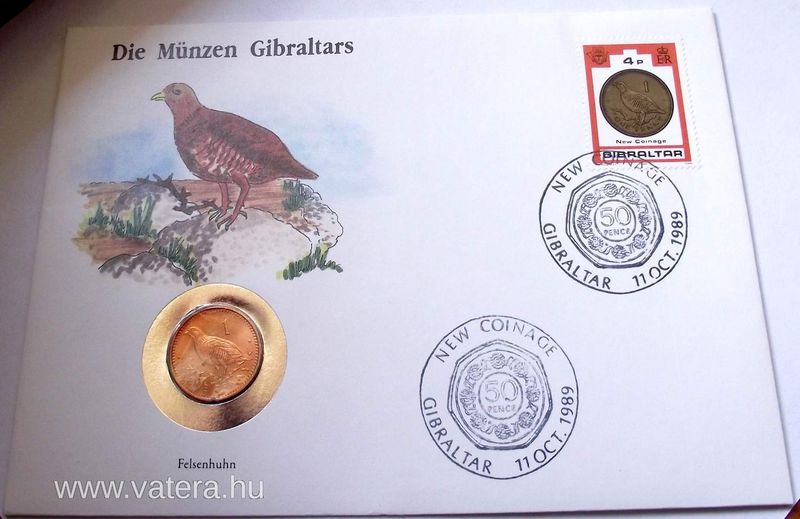 GIBRALTÁR, ÉRMÉS BORÍTÉK BÉLYEGGEL!