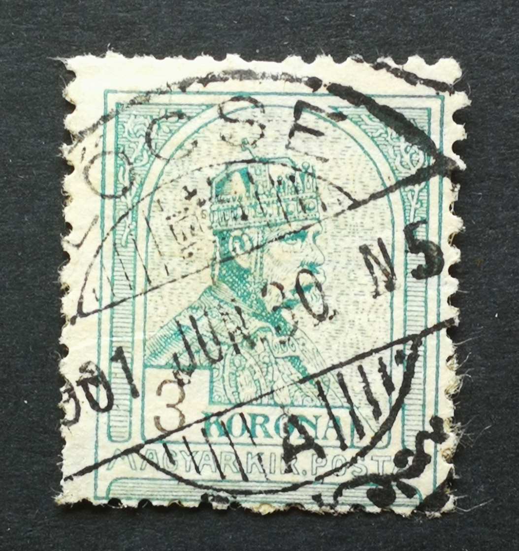 Magyarország 1900 Turul 3 K LŐCSE elvékonyodás, rövid fogak H