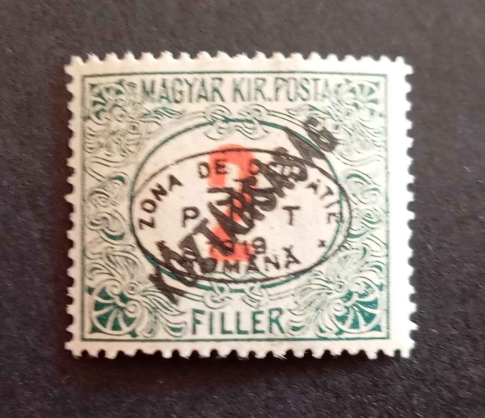 Magyarország 1919 Debrecen román megszállás Piroszámú portó/ Köztársaság 2 F * H