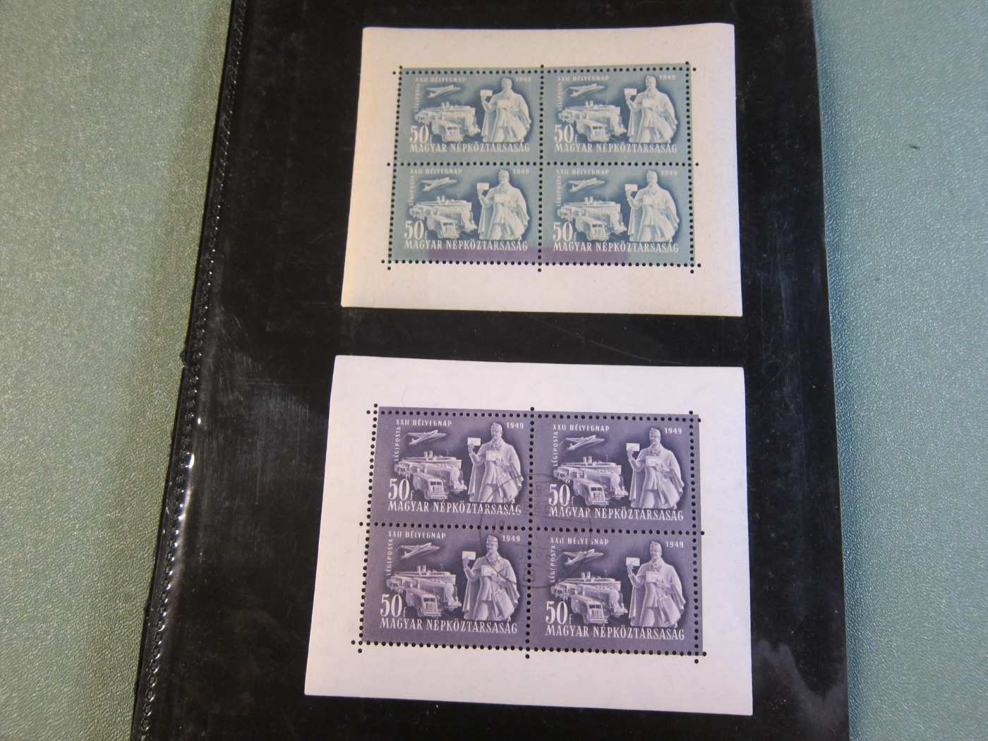 1949 -  Bélyegnap -  Kisív Sima és Bélyegzett  2db.
