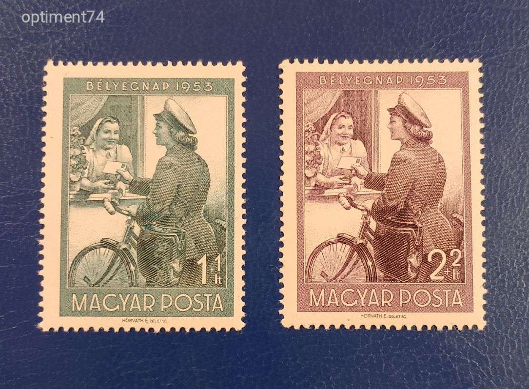 1953. Bélyegnap  ** teljes sor  - Postatiszta, falcmentes szép bélyegek