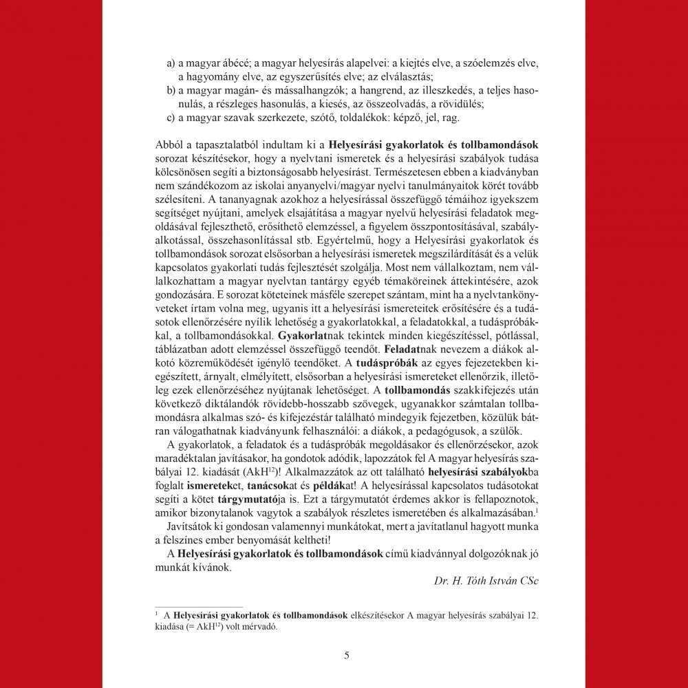 Helyesírási munkafüzet az 5. évfolyam részére