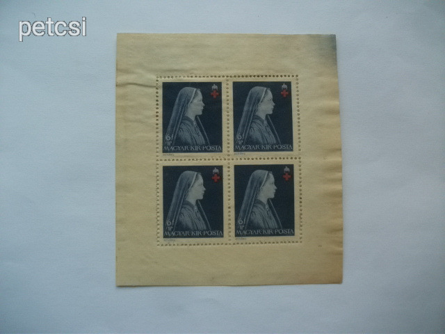Magyar bélyeg / kisív vöröskereszt II. 6 f+1 P kisív 1942 1.