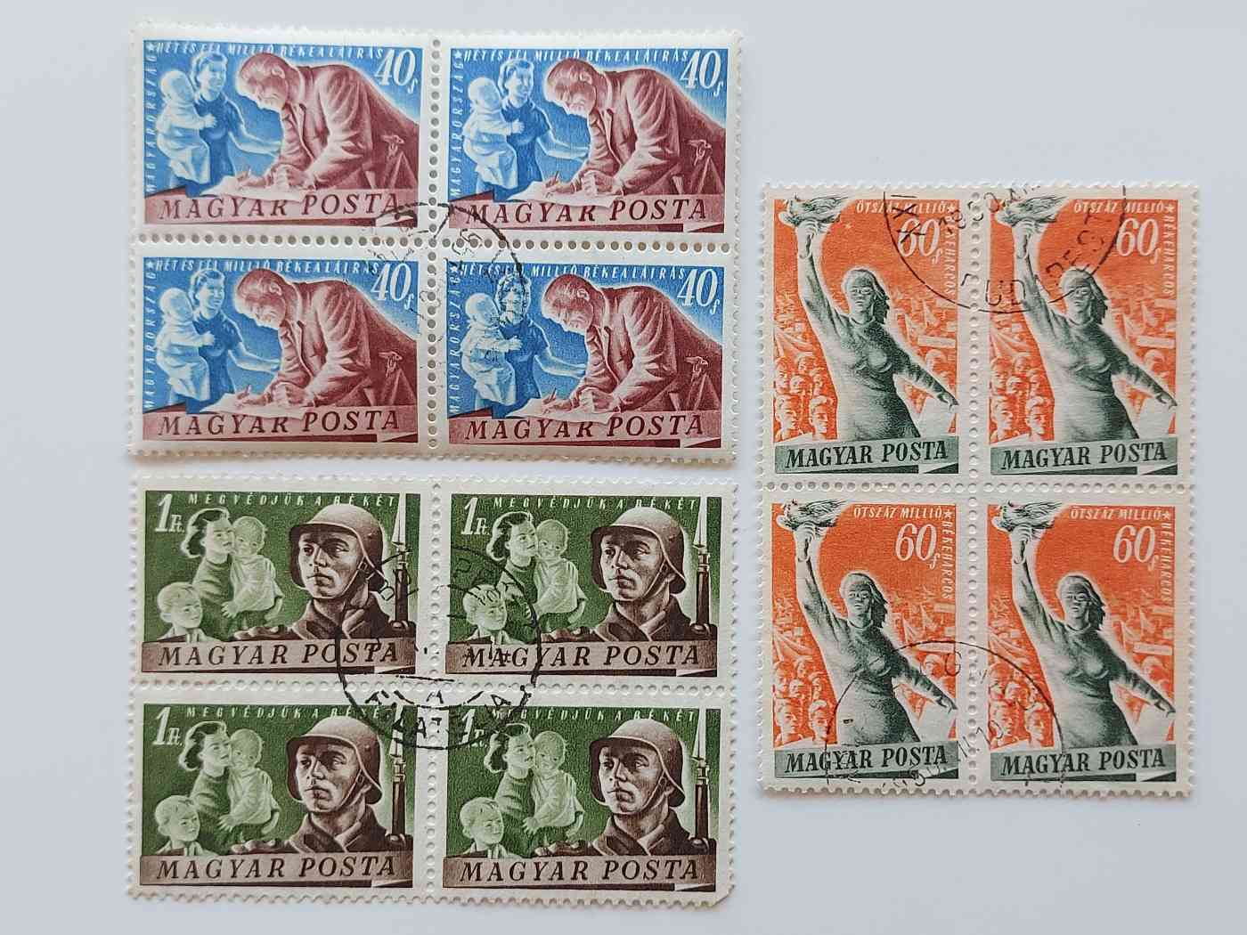 1950. Magyar Bélyeg Béke (III.) pecsételt (1185) 4-es tömb