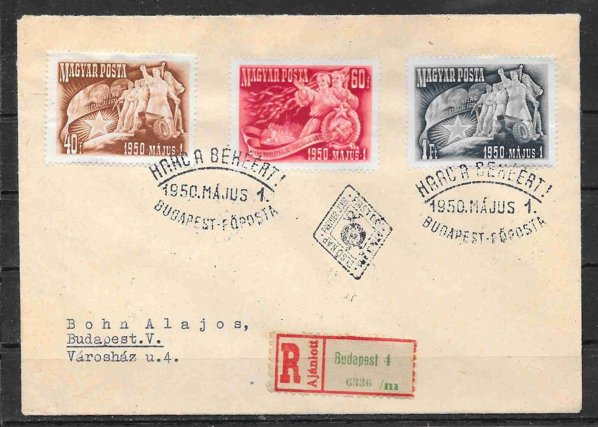 1950. Május 1. sor futott FDC (2 000)