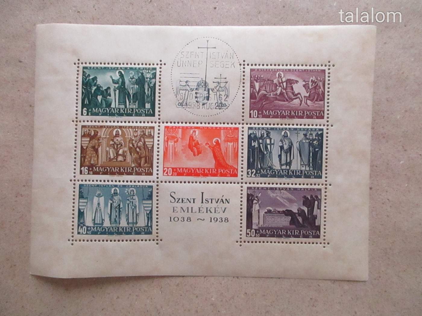 1938. Szent István blokk alkalmi bélyegzéssel
