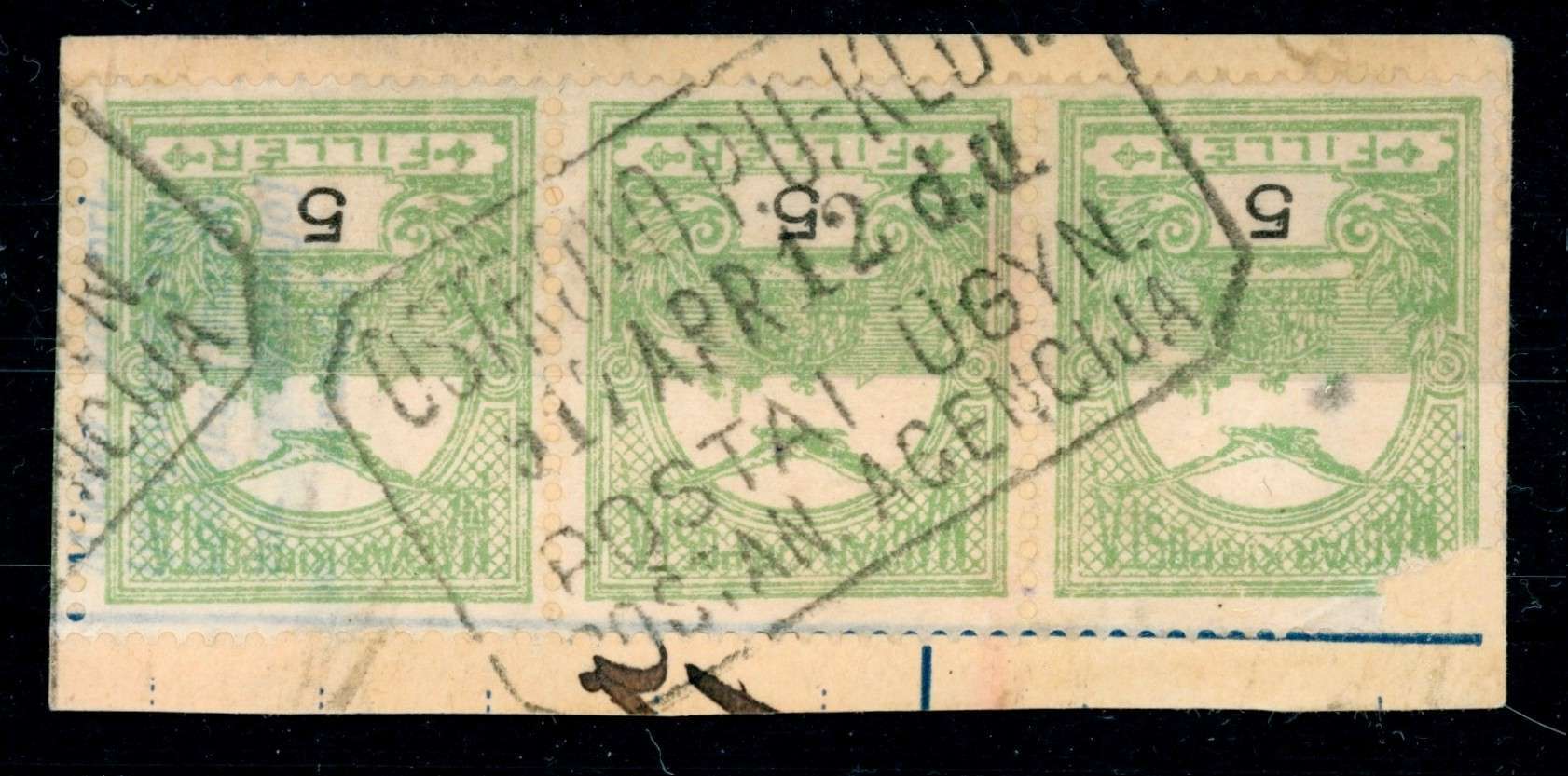 1913 turul ritka OSTROVO P.U.-KLDV. kétnyelvű posta ügynökség bélyegzés Croatia MPPFB PÜ16 / R (e56)