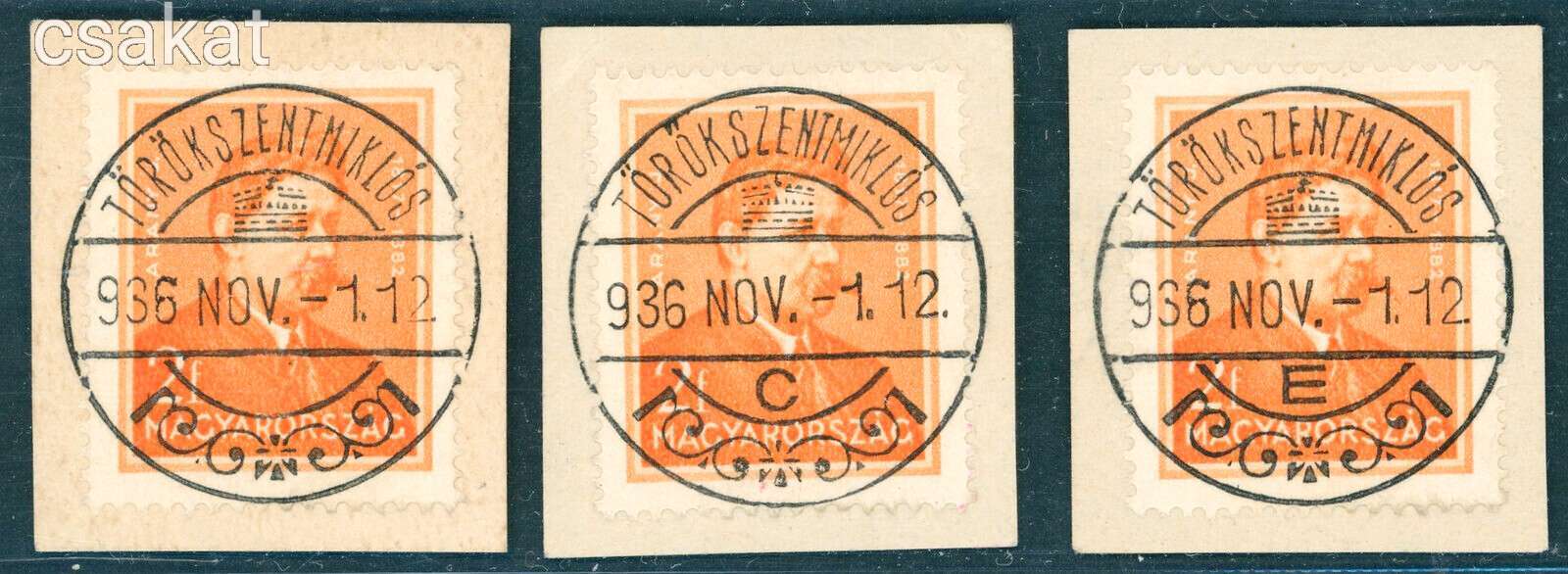 1936 TÖRÖKSZENTMIKLÓS három luxus lebélyegzés Klasshon gyűjteményből leírás (e38)