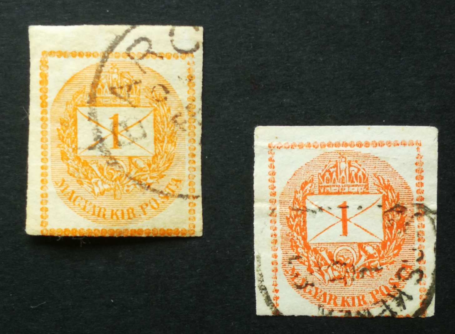 Magyarország Hírlapbélyeg 1881 narancsvörös, 1898 törés, pecsételt H