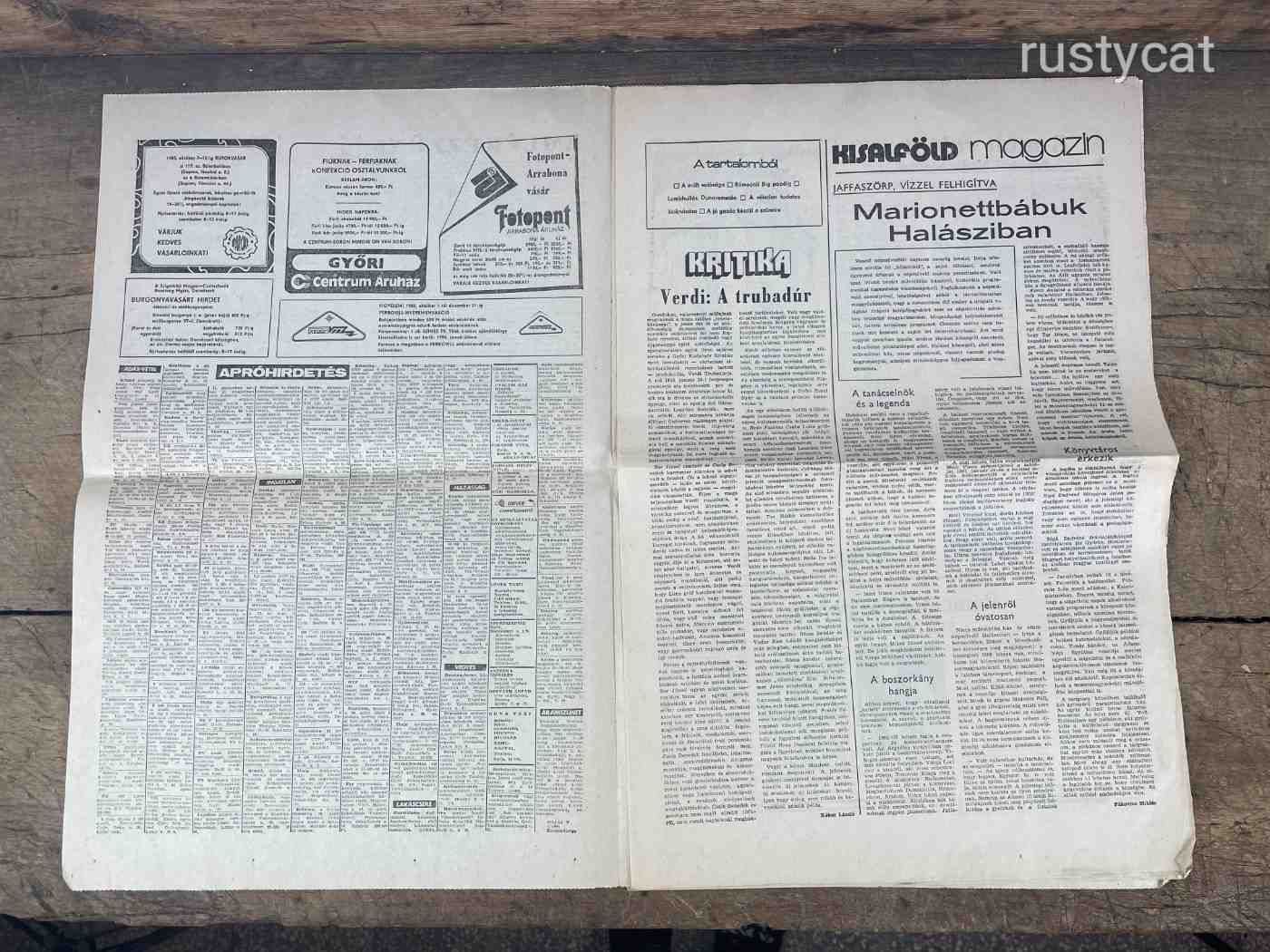 -AV576- Régi Újság Kisalföld 1985.