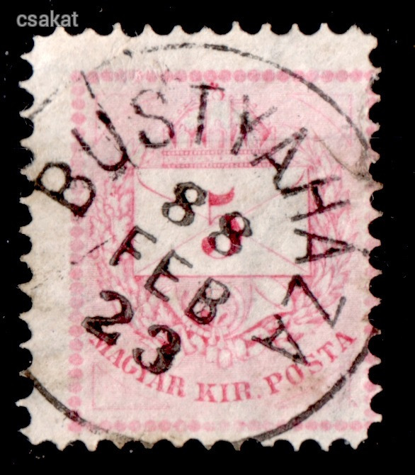 1881 színesszámú krajcáros szép BUSTYAHÁZA bélyegzés Kárpátalja Ukraine Gudlin E3.20 / 80p (c69)